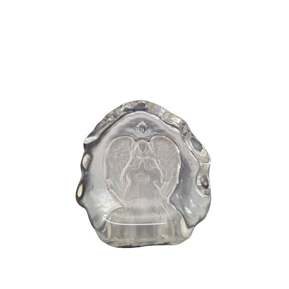Lead Crystal Intaglio Etched Angel Paperweight - Picture 1 of 9